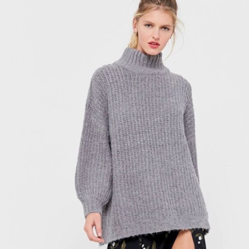 UO Gemini Turtleneck Tunic Gray Size Small